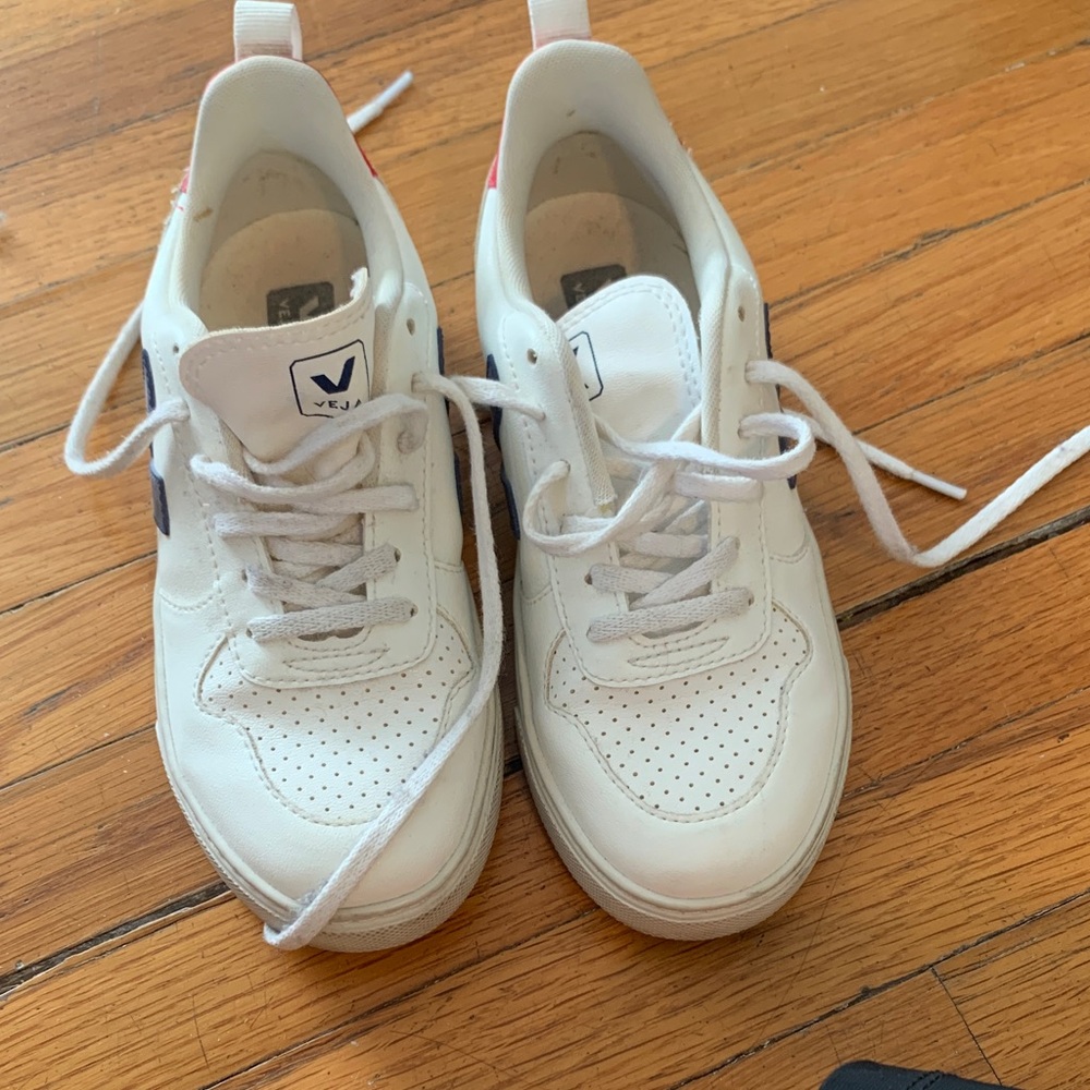 Veja White and Blue Sneakers